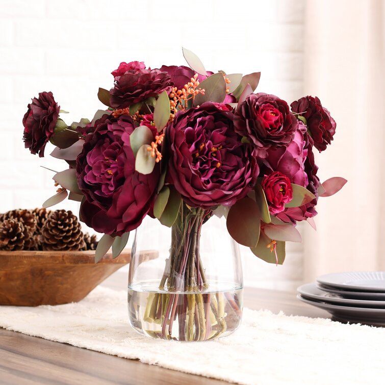 Red artificial flowers on sale in vase